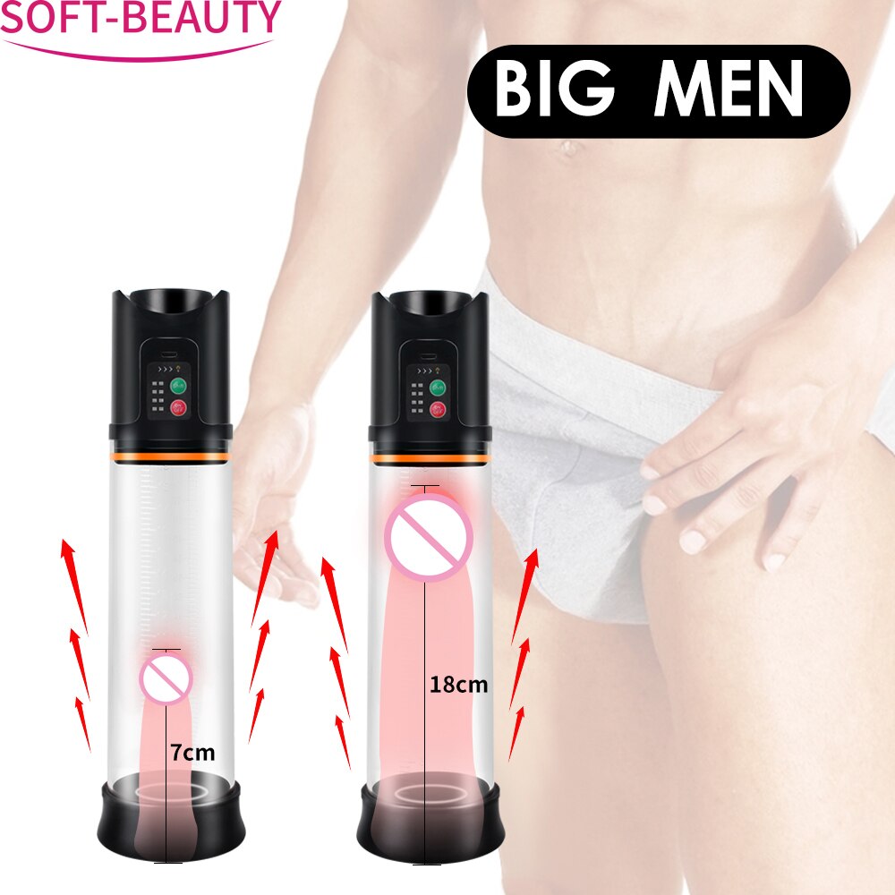Electric Penis Pump Male Masturbator USB Charging Automatic Penis Extender Vacuum Pump Penile Enlarger Erection Sex Toys for Men - buysextoyth