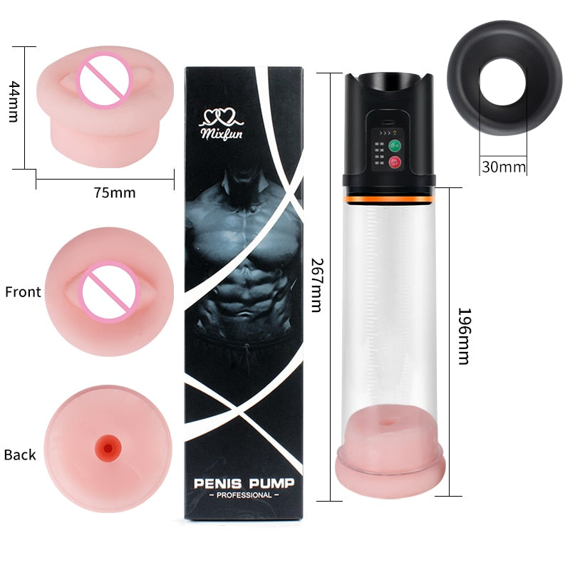 Electric Penis Pump Male Masturbator USB Charging Automatic Penis Extender Vacuum Pump Penile Enlarger Erection Sex Toys for Men - buysextoyth