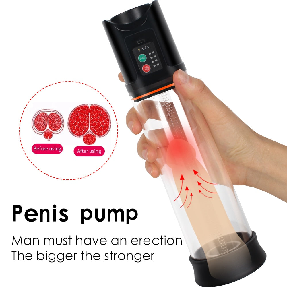Electric Penis Pump Male Masturbator USB Charging Automatic Penis Extender Vacuum Pump Penile Enlarger Erection Sex Toys for Men - buysextoyth
