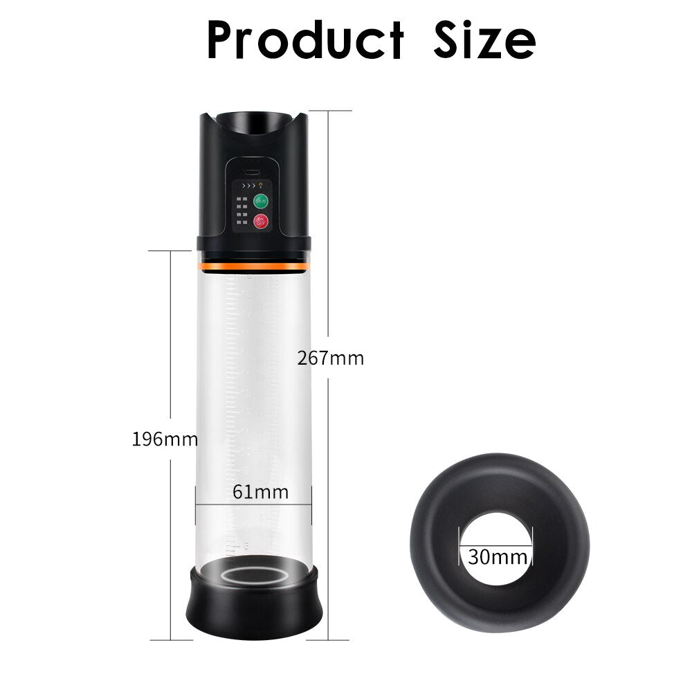 Electric Penis Pump Male Masturbator USB Charging Automatic Penis Extender Vacuum Pump Penile Enlarger Erection Sex Toys for Men - buysextoyth