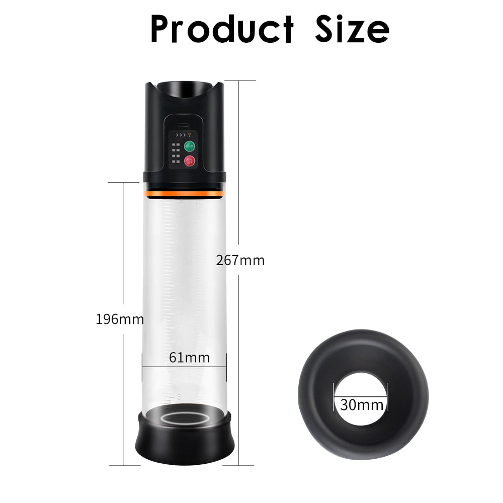 Electric Penis Pump Male Masturbator USB Charging Automatic Penis Extender Vacuum Pump Penile Enlarger Erection Sex Toys for Men - buysextoyth