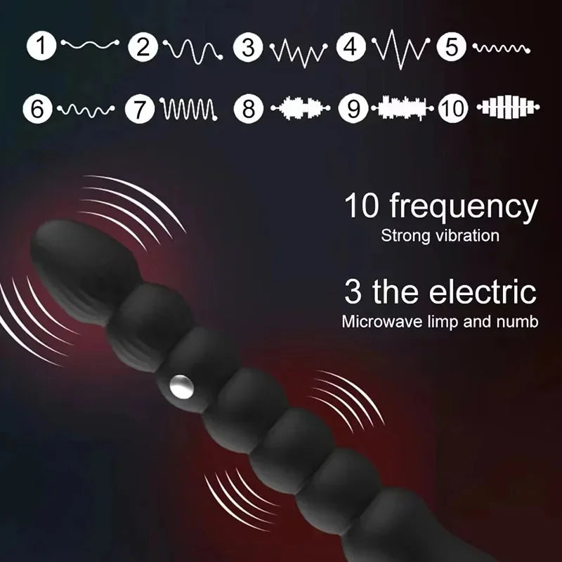 Electric Shock Anal Vibrator Pulse Sex Toy Anal Beads Vibrators Gay Prostate Massage Silicone Butt Plugs For Couple - buysextoyth