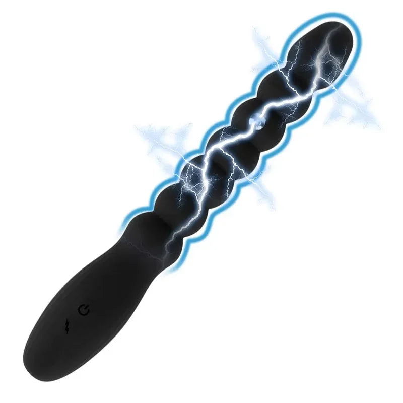 Electric Shock Anal Vibrator Pulse Sex Toy Anal Beads Vibrators Gay Prostate Massage Silicone Butt Plugs For Couple - buysextoyth