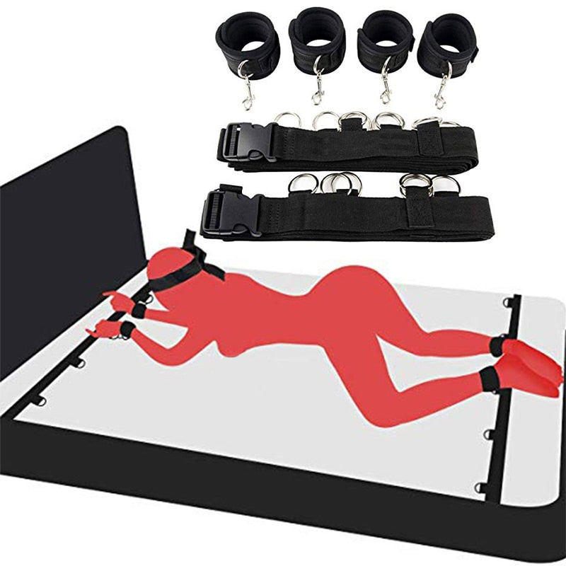 Erotic SM Adults Games Sex Toys for Women Wrists Ankle Cuffs Under Bed BDSM Bondage Restraint Nylon Sex Handcuffs - buysextoyth