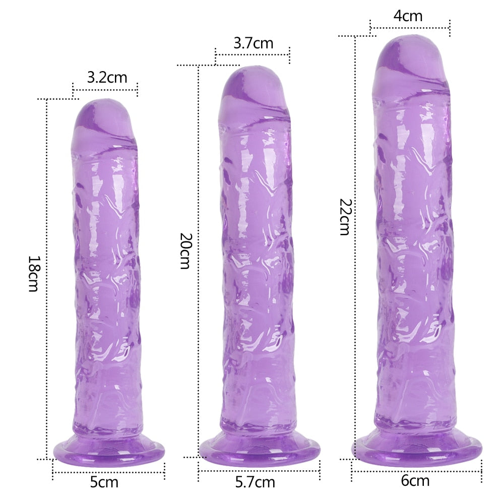 Erotic Soft Jelly Dildo Anal Butt Plug Realistic Penis Strong Suction Cup Dick Toy for Adult G-spot Orgasm Sex Toys for Woman - buysextoyth