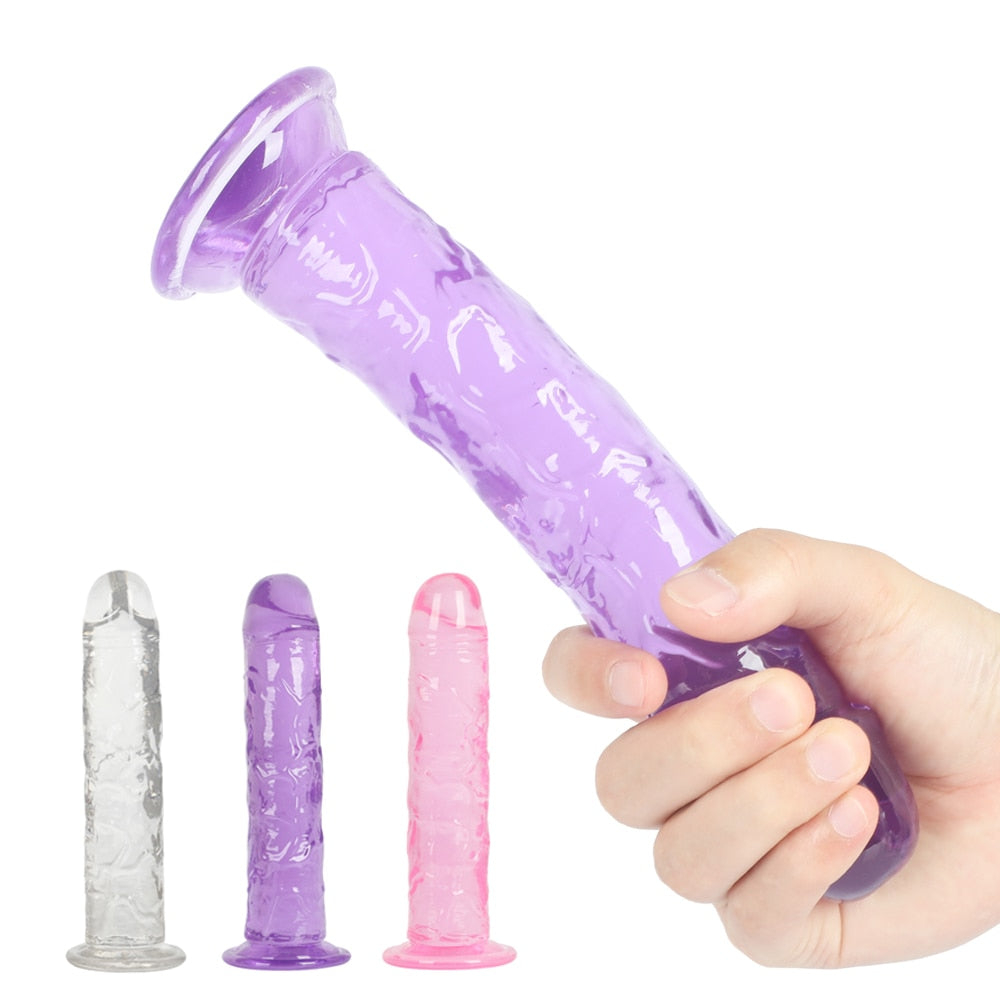 Erotic Soft Jelly Dildo Anal Butt Plug Realistic Penis Strong Suction Cup Dick Toy for Adult G-spot Orgasm Sex Toys for Woman - buysextoyth