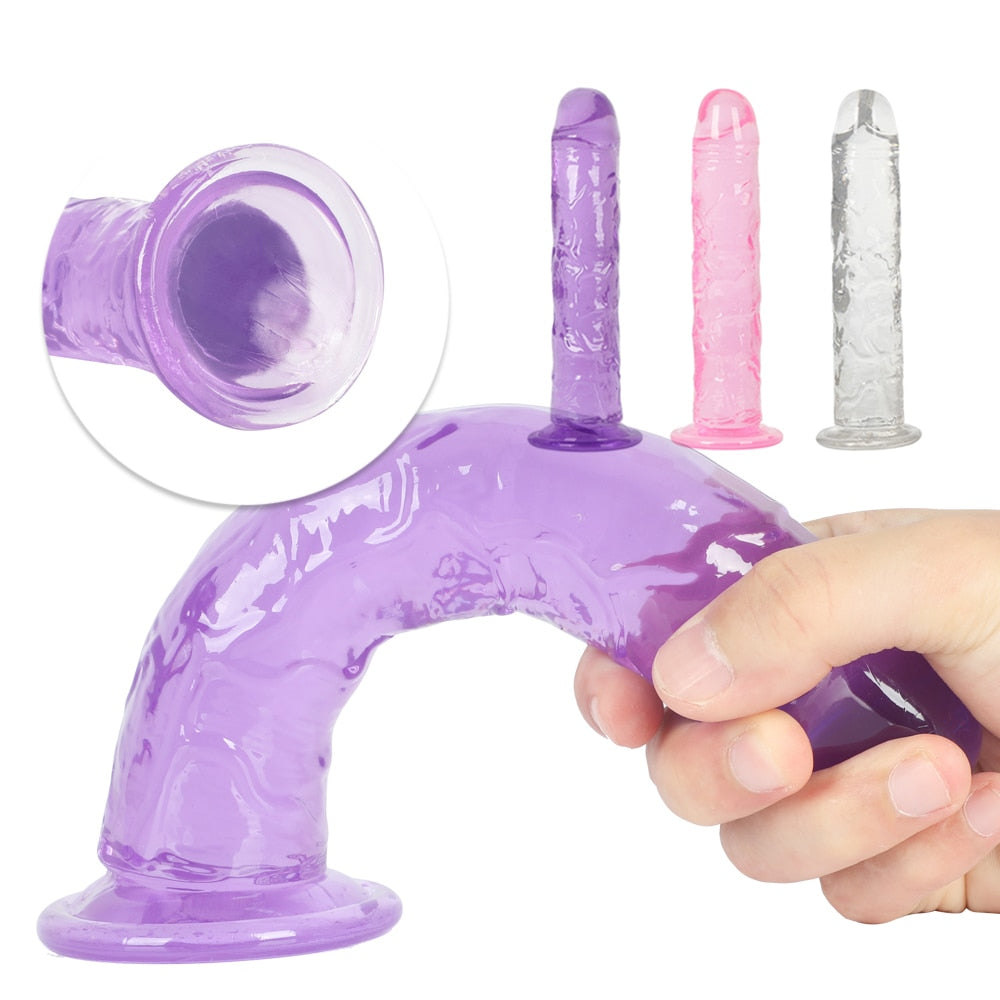 Erotic Soft Jelly Dildo Anal Butt Plug Realistic Penis Strong Suction Cup Dick Toy for Adult G-spot Orgasm Sex Toys for Woman - buysextoyth