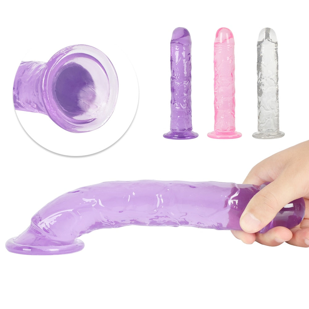 Erotic Soft Jelly Dildo Anal Butt Plug Realistic Penis Strong Suction Cup Dick Toy for Adult G-spot Orgasm Sex Toys for Woman - buysextoyth
