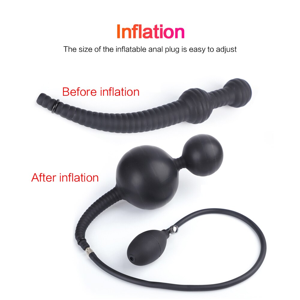 Erotic Toy Anus Expander Inflatable Butt Plug Anal Beads with Rings Man Prostate Massager Male Deep Anus Expandable Plug Sex Toy - buysextoyth