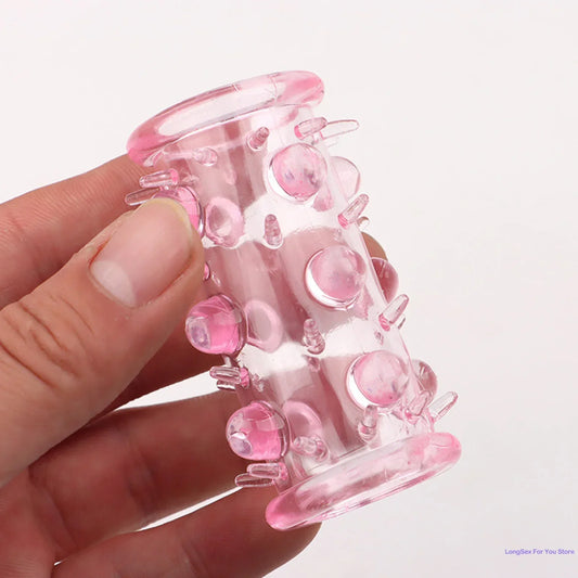Extension Penis Sleeve Cock Rings For Men Enlarger Glans Particles Condom Lasting Delayed Sex Toys Adult Sexual Dotted Sex Goods - buysextoyth