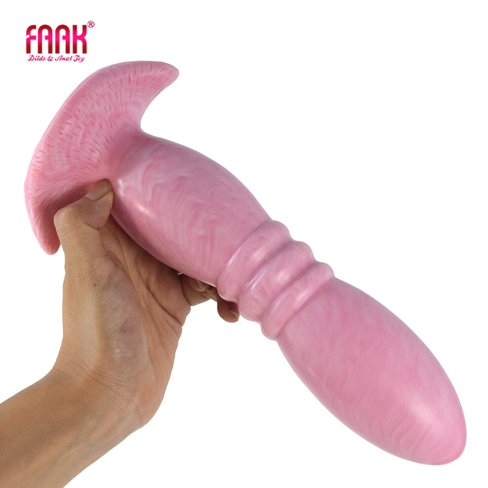 FAAK Large Pink Butt Plug with Sucker Silicone Bullet Anal Sex Toys for Woman Man Anus Massage Beads Dildos Vagina Stimulate - buysextoyth