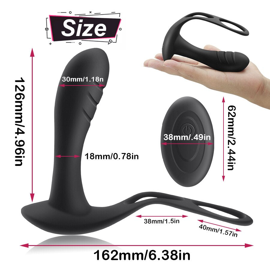 ชายนวดต่อมลูกหมาก Vibrator Anal Butt Plug แหวนคู่ไร้สาย Vbrators Delay Ejaculation เซ็กซ์ทอยสำหรับเกย์ - buysextoyth
