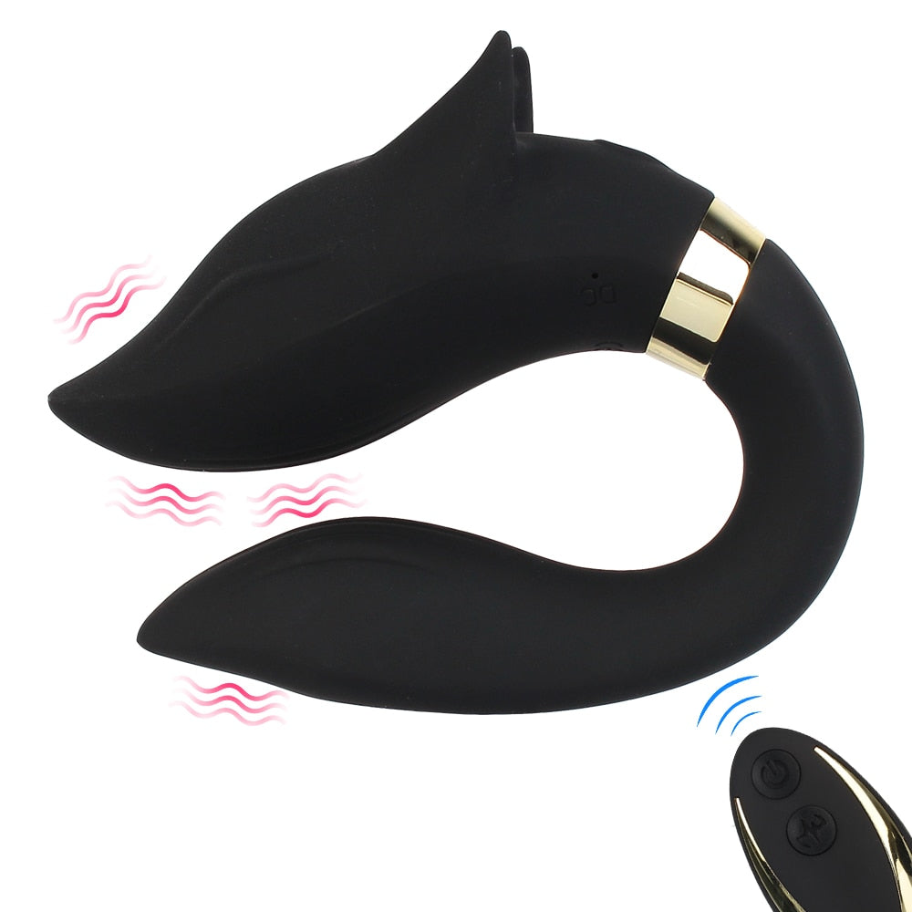 FOX Vibrator Clitoris Stimulator Double-headed Vibration Ring Wearable Couple Resonant 9 Mode Sex Toy for Women - buysextoyth