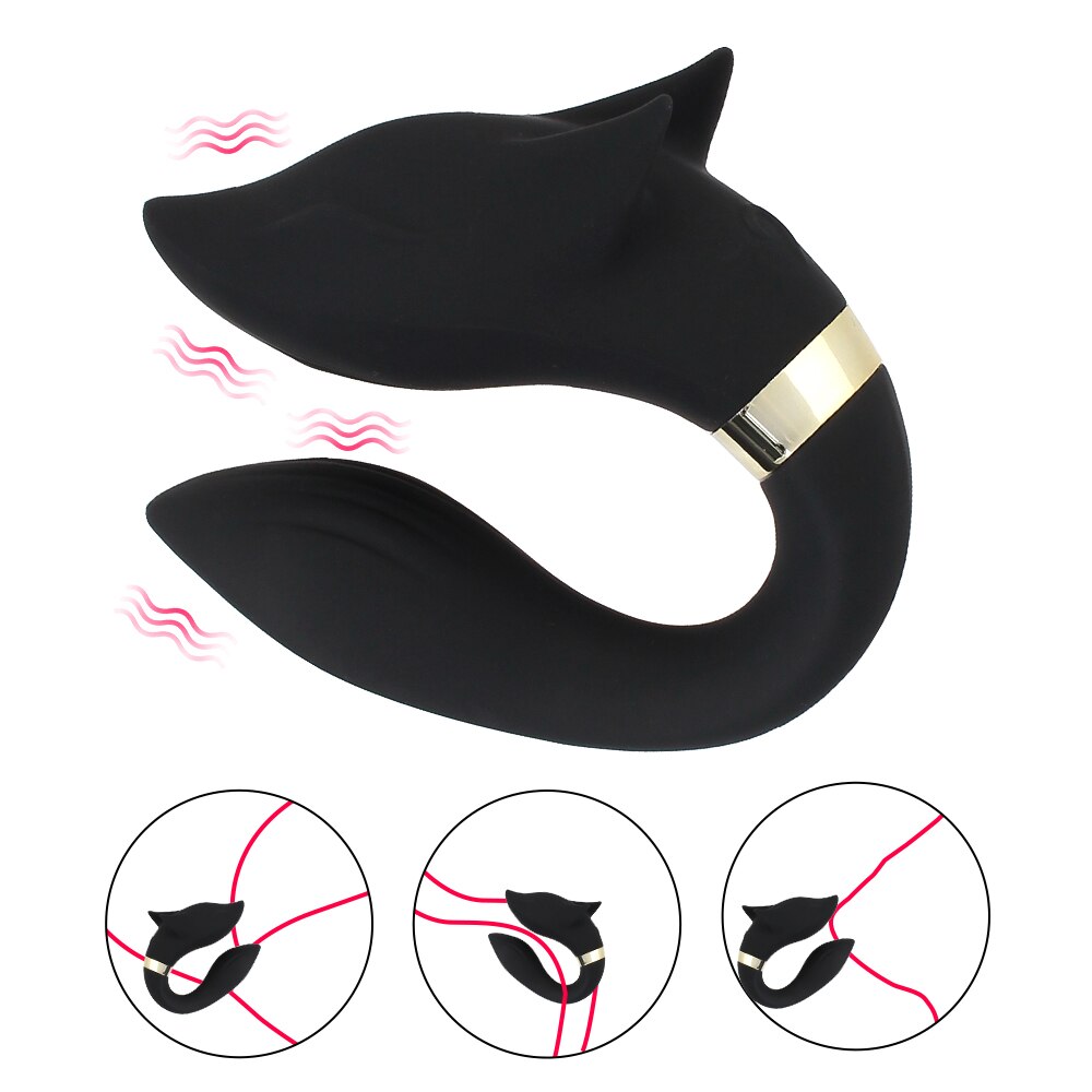 FOX Vibrator Clitoris Stimulator Double-headed Vibration Ring Wearable Couple Resonant 9 Mode Sex Toy for Women - buysextoyth