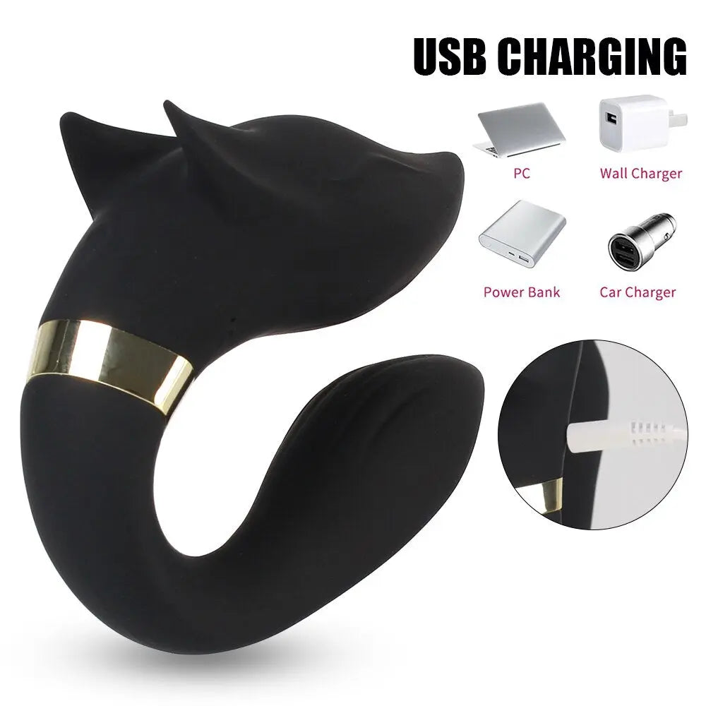 FOX Vibrator Clitoris Stimulator Double-headed Vibration Ring Wearable Couple Resonant 9 Mode Sex Toy for Women 33sextoys
