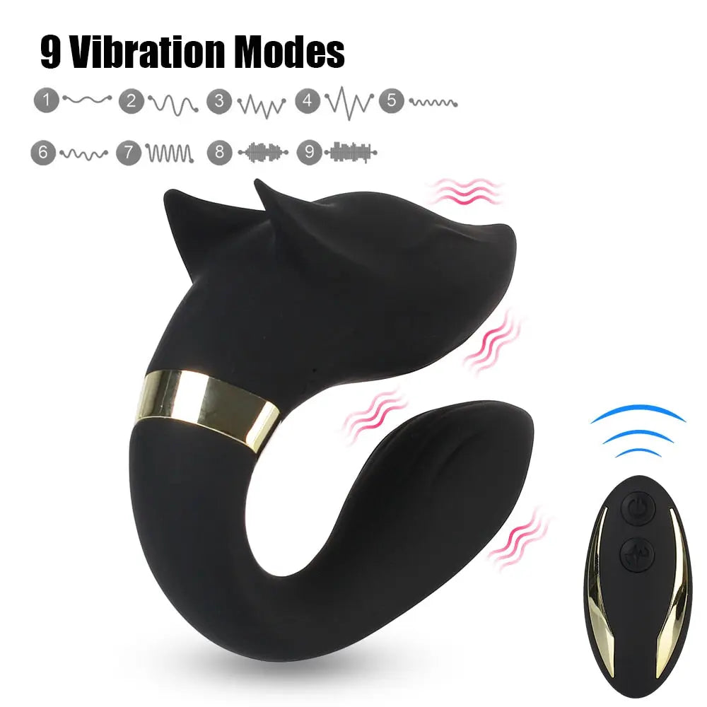 FOX Vibrator Clitoris Stimulator Double-headed Vibration Ring Wearable Couple Resonant 9 Mode Sex Toy for Women 33sextoys