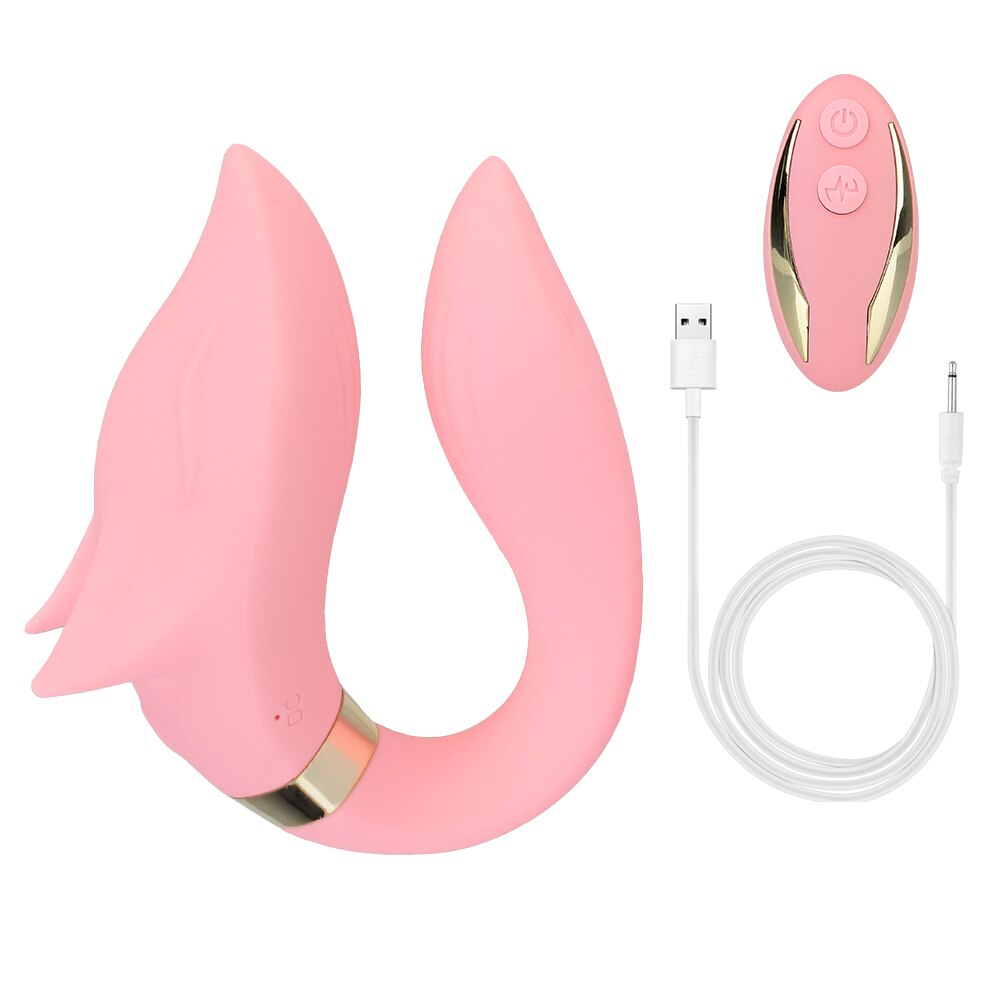 FOX Vibrator Clitoris Stimulator Double-headed Vibration Ring Wearable Couple Resonant 9 Mode Sex Toy for Women - buysextoyth