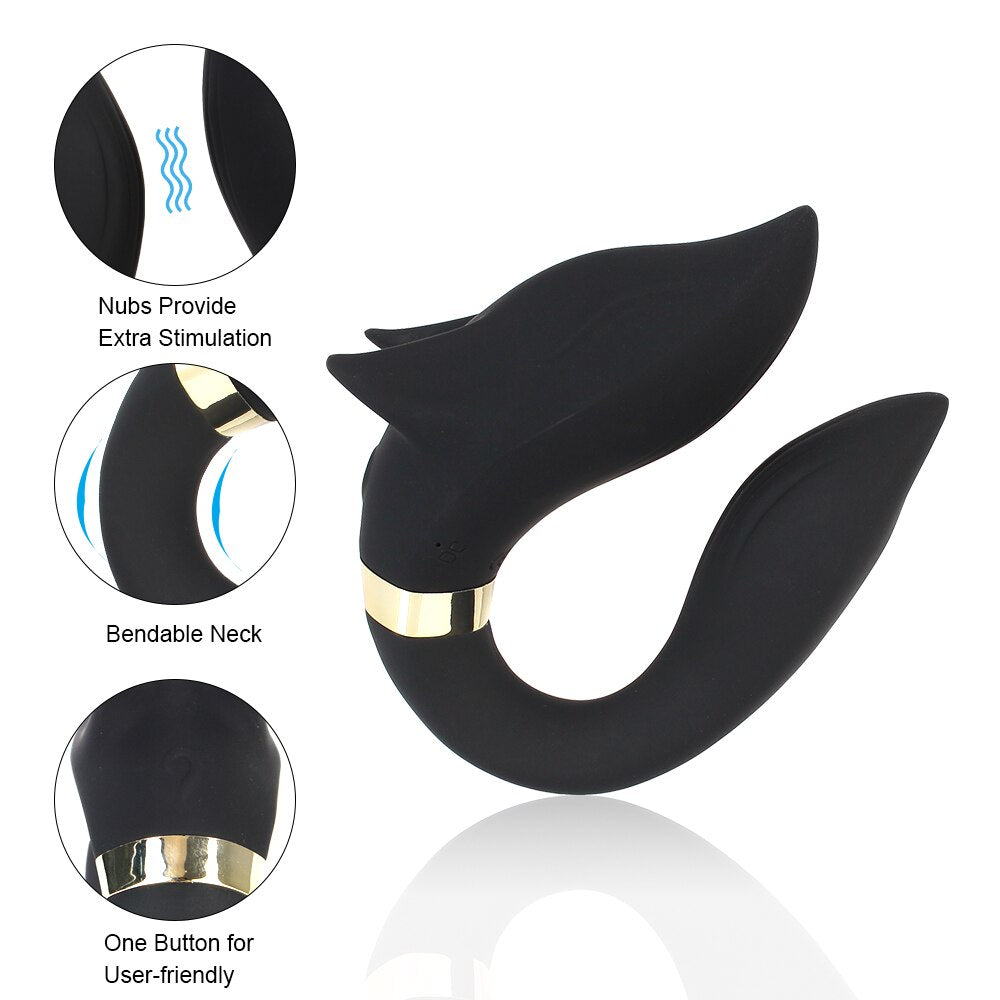 FOX Vibrator Clitoris Stimulator Double-headed Vibration Ring Wearable Couple Resonant 9 Mode Sex Toy for Women - buysextoyth