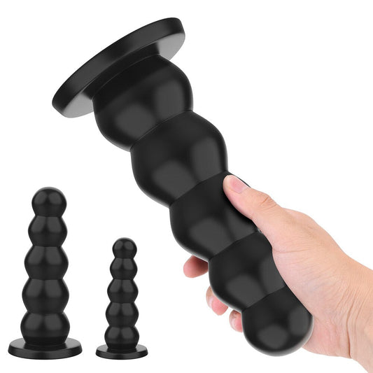 Female Male Masturbator Liquid Silicone 5 Beads Anal Plugs Big Dildos Butt Plug Sex Toys for Women Men Strong Suction Cup - buysextoyth