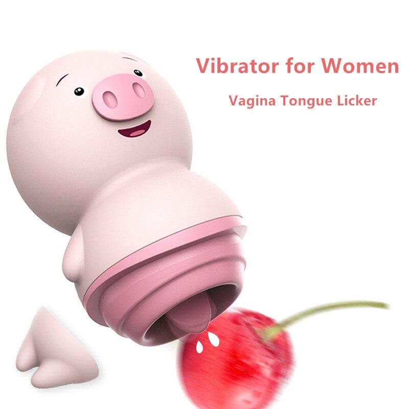 Female Masturbator Clitoris Stimulator Cute Pig Tongue Lick Vibrators Sex Toys For Adult - buysextoyth