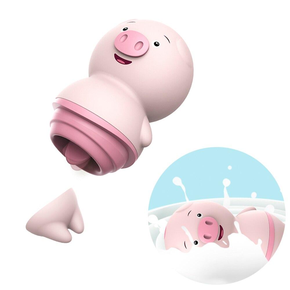 Female Masturbator Clitoris Stimulator Cute Pig Tongue Lick Vibrators Sex Toys For Adult - buysextoyth
