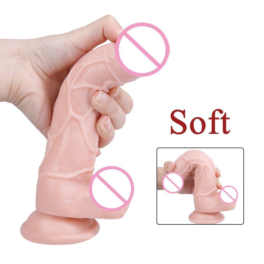 Female Silicone Masturbation Stimulate Women Manually Dildo Strong Suction Cup Sex Toys - buysextoyth