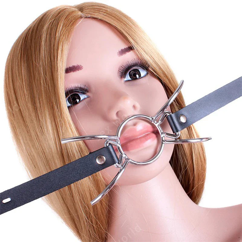 Fetish PU Leather Belt BDSM Bondage Deep Throat Round Ring Flail Slave Mouth Gag Bite Ring Gags Open Oral Adult Game Sex Toys - buysextoyth