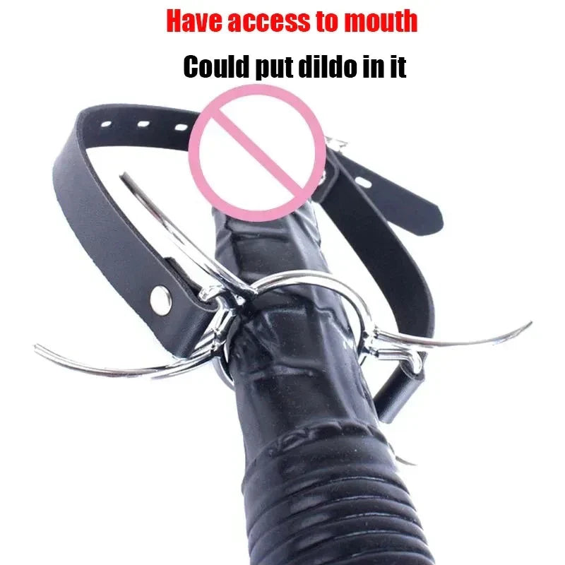 Fetish PU Leather Belt BDSM Bondage Deep Throat Round Ring Flail Slave Mouth Gag Bite Ring Gags Open Oral Adult Game Sex Toys - buysextoyth