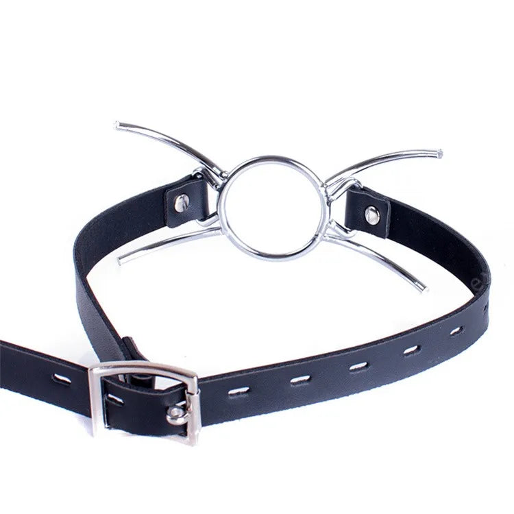 Fetish PU Leather Belt BDSM Bondage Deep Throat Round Ring Flail Slave Mouth Gag Bite Ring Gags Open Oral Adult Game Sex Toys - buysextoyth