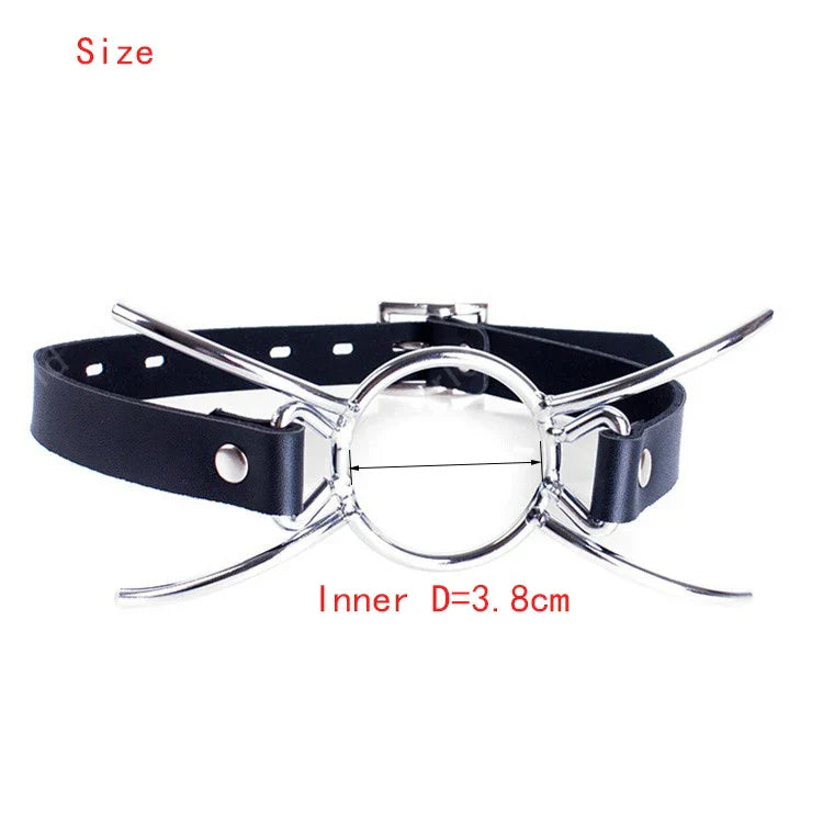 Fetish PU Leather Belt BDSM Bondage Deep Throat Round Ring Flail Slave Mouth Gag Bite Ring Gags Open Oral Adult Game Sex Toys - buysextoyth