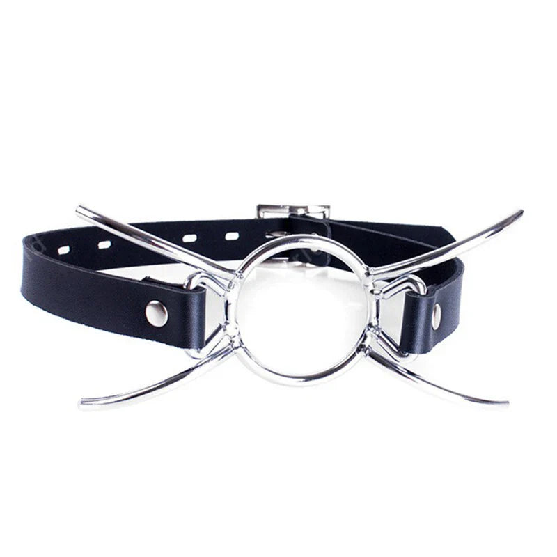 Fetish PU Leather Belt BDSM Bondage Deep Throat Round Ring Flail Slave Mouth Gag Bite Ring Gags Open Oral Adult Game Sex Toys - buysextoyth