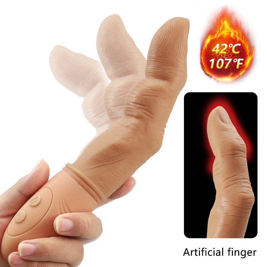 ที่มีประสิทธิภาพ Finger Vibrator สำหรับผู้หญิง G Spot กระตุ้นช่องคลอดเครื่องนวดความร้อนซิลิโคนนิ้วมือ Dildo Masturbator ของเล่นสำหรับผู้ใหญ่ - buysextoyth