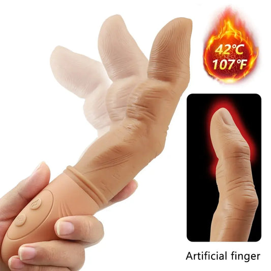 ที่มีประสิทธิภาพ Finger Vibrator สำหรับผู้หญิง G Spot กระตุ้นช่องคลอดเครื่องนวดความร้อนซิลิโคนนิ้วมือ Dildo Masturbator ของเล่นสำหรับผู้ใหญ่ - buysextoyth