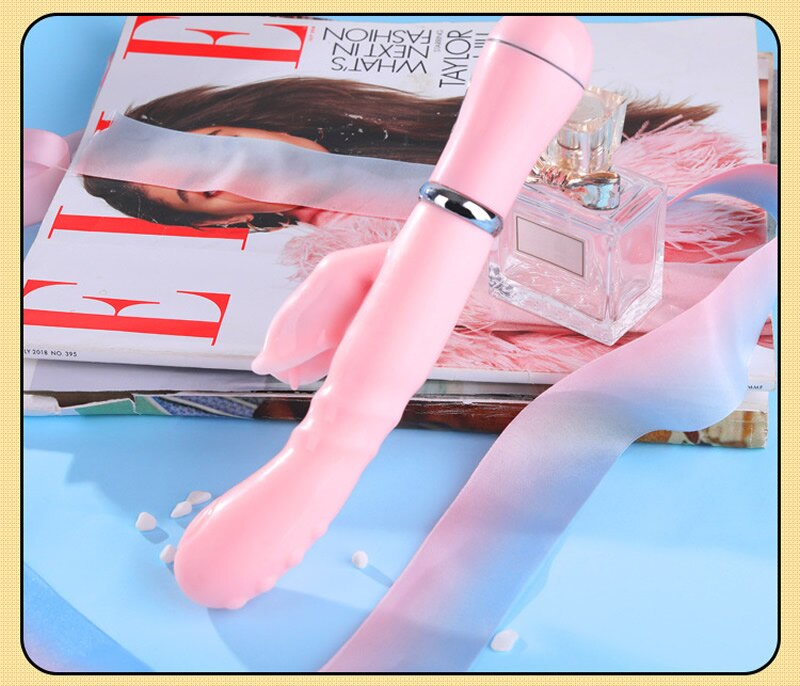กระต่าย G Spot Dildo Vibrator Clitoris เครื่องกระตุ้นอวัยวะเพศชายการสอดใส่คู่ลิ้นเลีย Double Rod เซ็กซ์ทอยสำหรับผู้หญิงผู้ใหญ่ - buysextoyth