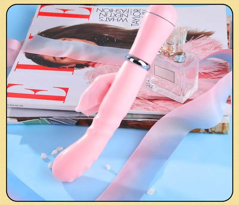 กระต่าย G Spot Dildo Vibrator Clitoris เครื่องกระตุ้นอวัยวะเพศชายการสอดใส่คู่ลิ้นเลีย Double Rod เซ็กซ์ทอยสำหรับผู้หญิงผู้ใหญ่ - buysextoyth