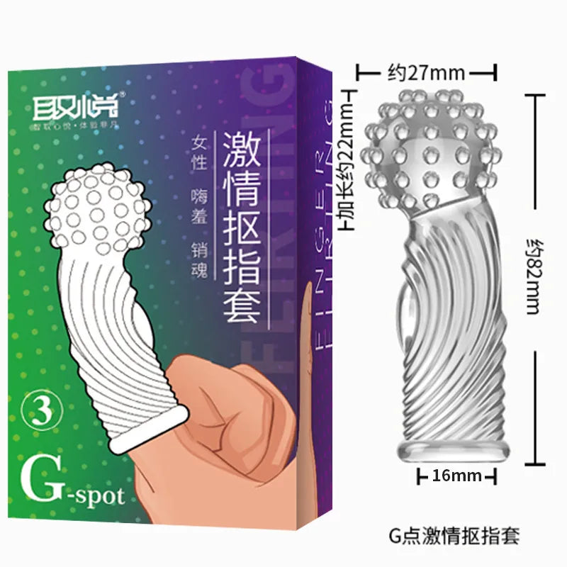 G Spot Finger Sleeve Massage Condoms Adult Toys for Women Masturbation Large Particles Flirting Sex Toys juguetes para adultos - buysextoyth