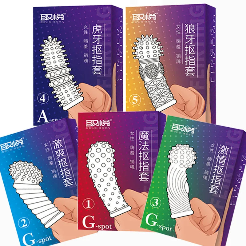G Spot Finger Sleeve Massage Condoms Adult Toys for Women Masturbation Large Particles Flirting Sex Toys juguetes para adultos - buysextoyth