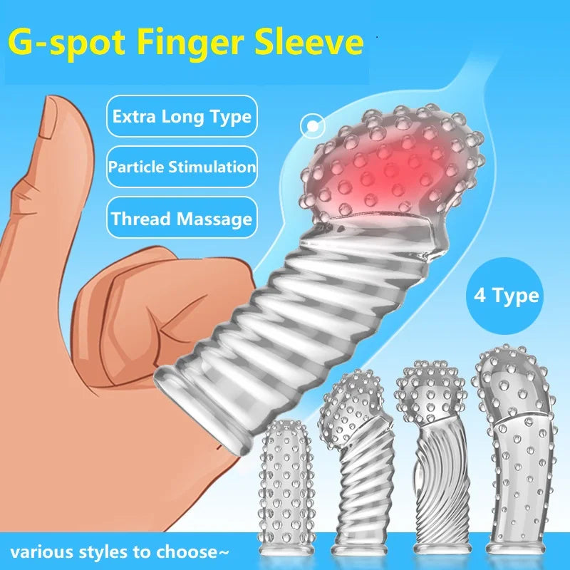 G Spot Finger Sleeve Massage Condoms Adult Toys for Women Masturbation Large Particles Flirting Sex Toys juguetes para adultos - buysextoyth