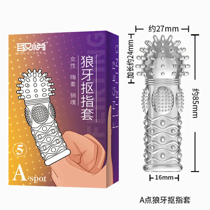 G Spot Finger Sleeve Massage Condoms Adult Toys for Women Masturbation Large Particles Flirting Sex Toys juguetes para adultos - buysextoyth