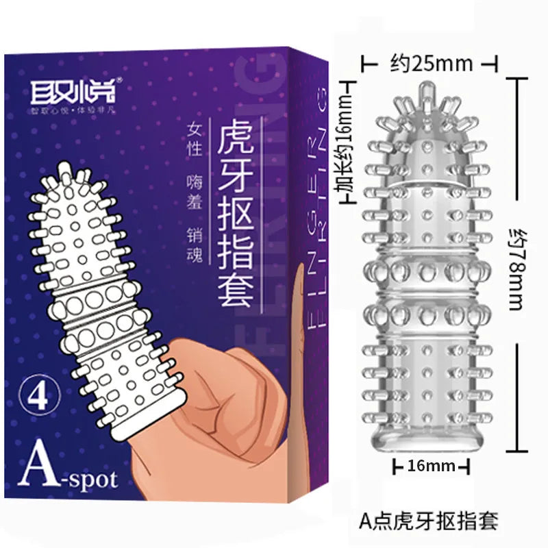 G Spot Finger Sleeve Massage Condoms Adult Toys for Women Masturbation Large Particles Flirting Sex Toys juguetes para adultos - buysextoyth