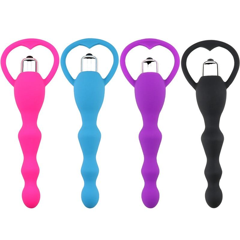 G Spot Vibrating Dildo Anal Plug Butt Prostate Massage Soft Beads Vibrator Sex Toys for Couples Silicone Adult Erotic Products - buysextoyth