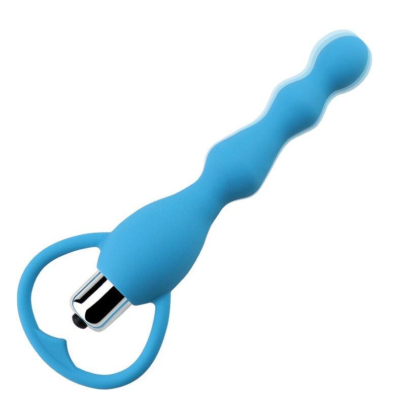 G Spot Vibrating Dildo Anal Plug Butt Prostate Massage Soft Beads Vibrator Sex Toys for Couples Silicone Adult Erotic Products - buysextoyth