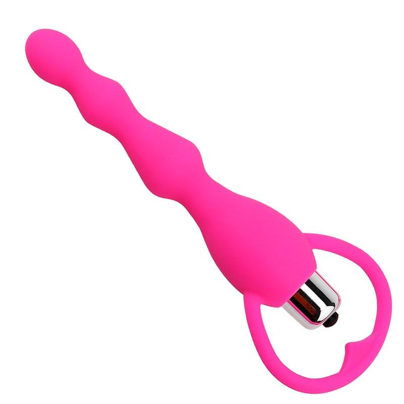 G Spot Vibrating Dildo Anal Plug Butt Prostate Massage Soft Beads Vibrator Sex Toys for Couples Silicone Adult Erotic Products - buysextoyth