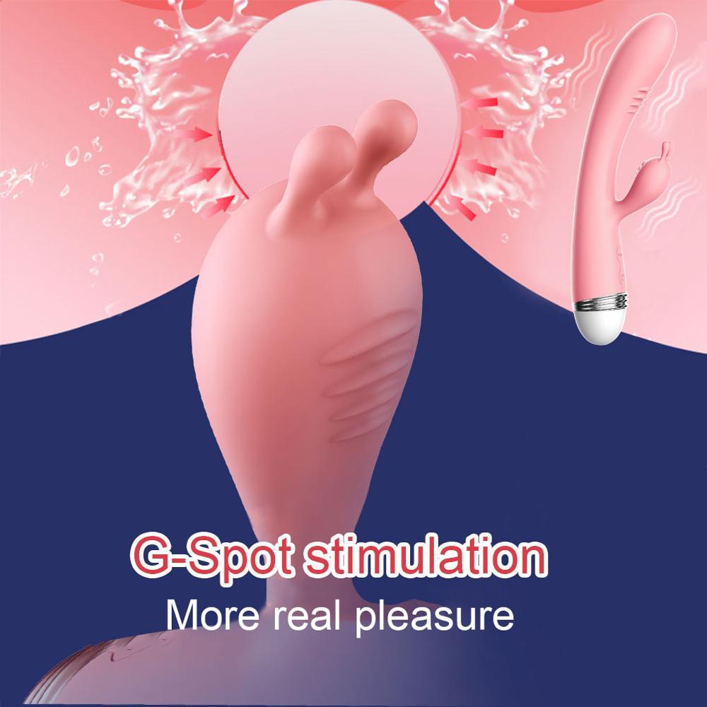 G-spot Rabbit Double Vibrator for Woman  Strapon Masturbation Clitoris Stimulator Dildos Waterproof Rechargeable Adult Sex Toys - buysextoyth