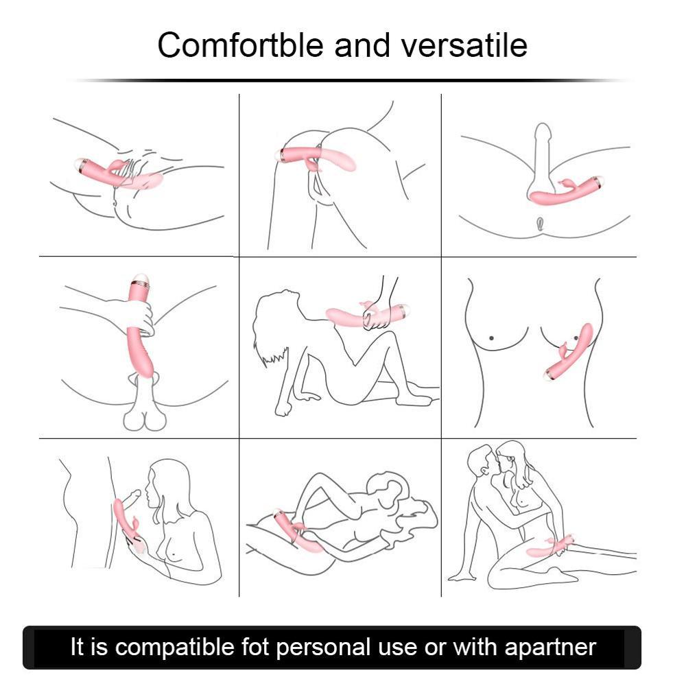 G-spot Rabbit Double Vibrator for Woman  Strapon Masturbation Clitoris Stimulator Dildos Waterproof Rechargeable Adult Sex Toys - buysextoyth