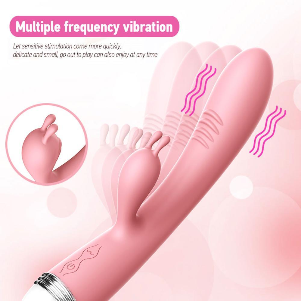 G-spot Rabbit Double Vibrator for Woman  Strapon Masturbation Clitoris Stimulator Dildos Waterproof Rechargeable Adult Sex Toys - buysextoyth