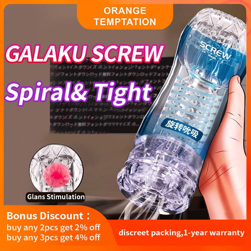Galaku ของเล่นออกกำลังกายแบบมีความทนทานสำหรับผู้ชายจิ๋มถ้วยเกลียวแบบสุญญากาศช่องคลอดโปร่งใสช่องช่วยตัวเองของผู้ชาย - buysextoyth