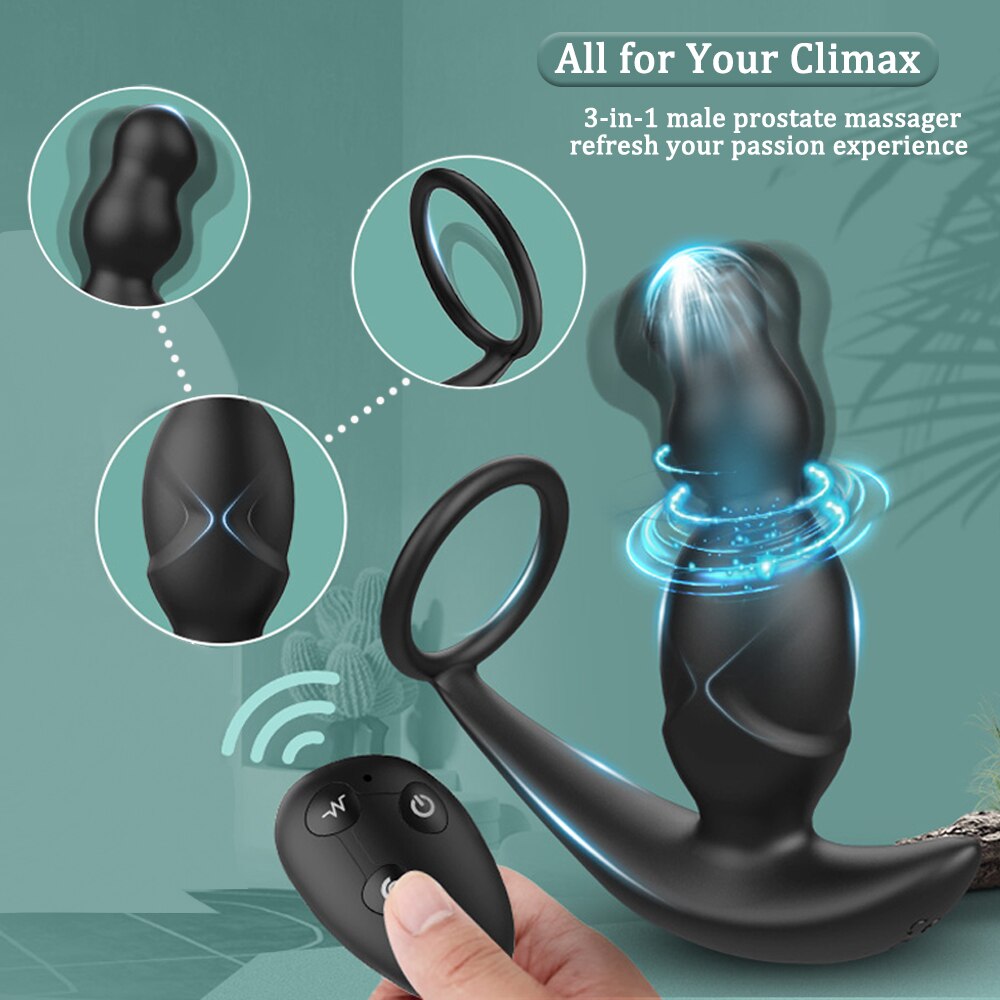 Gelugee App Anal Plug Vibrator เซ็กซ์ทอยสำหรับชาย Prostate Massager 360องศากระตุ้นชาย Buttplug ด้วยแหวน Cock - buysextoyth