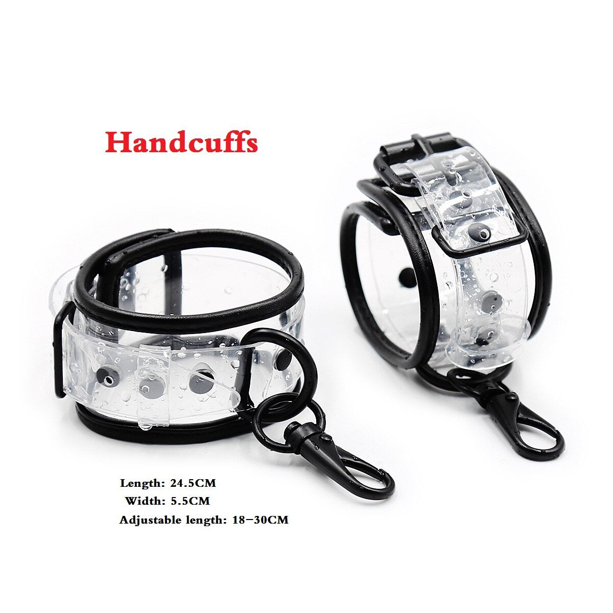Adjustable Transparent PVC Handcuffs Ankle Cuffs Collar Neck Manacle BDSM Bondage Restraints Shackles Fetish Sex Toy for Couples - buysextoyth