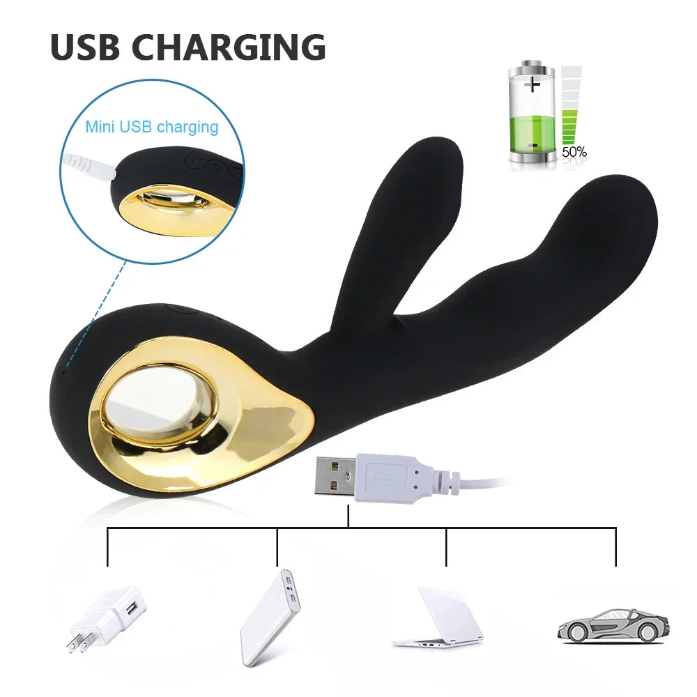 G Spot Rabbit Dildo Vibrator Orgasm Adult Toys USB Charging Powerful Masturbation Sex Toy for Women Waterproof Adult Sex Product - buysextoyth